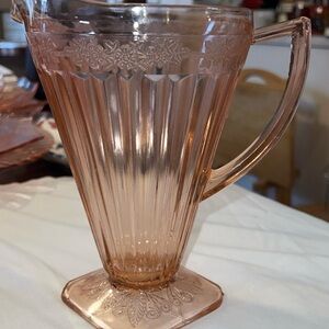 Vintage Jeannette Adam Pink Depression Glass Pitcher Square Base